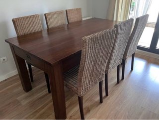 6 Sillas Ratán y Madera