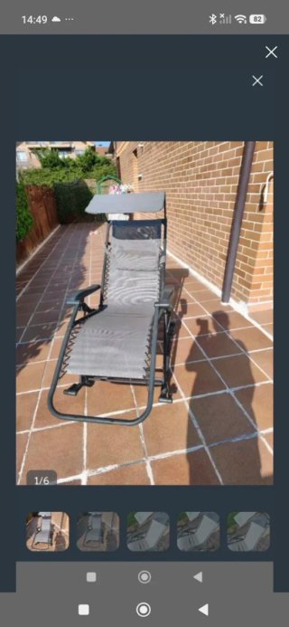 Tumbona plegable con toldo gris