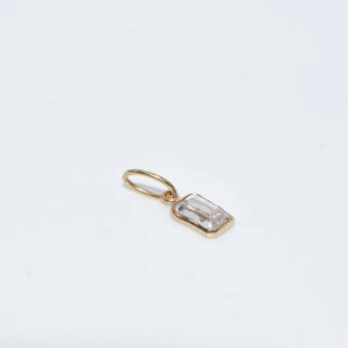 Colgante Oro 18k Piedra Blanca Rectangular