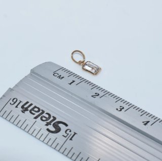 Colgante Oro 18k Piedra Blanca Rectangular