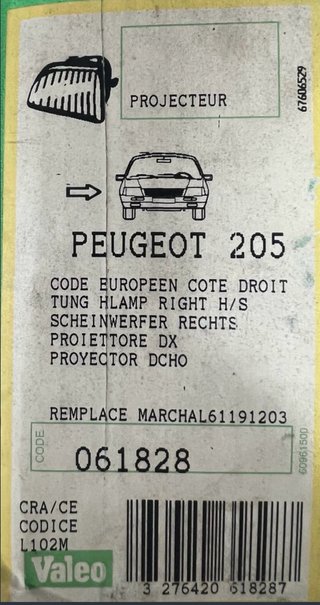 Faro Derecho Peugeot 205