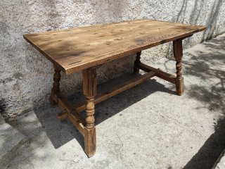 Conjunto mesa + 4 sillas rústicas de pino macizo