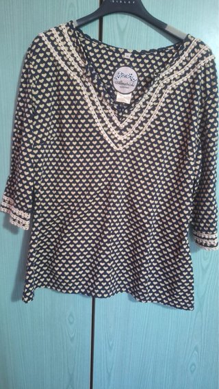 Blusa Almatrichi Cuore Nero Beige