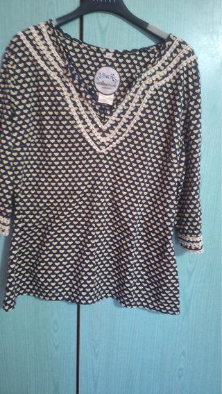 Blusa Almatrichi Cuore Nero Beige
