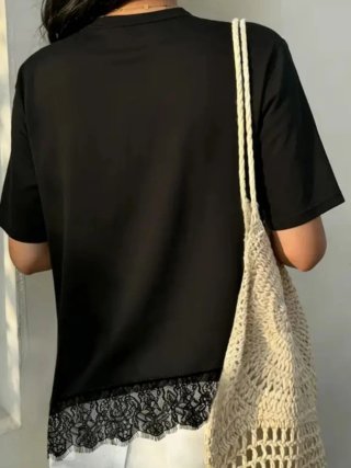 Camiseta negra con encaje nueva talla XXL