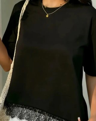 Camiseta negra con encaje nueva talla XXL