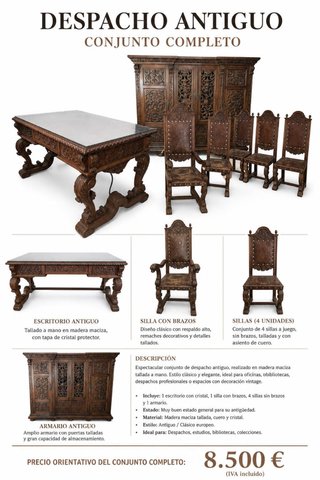 Conjunto Despacho Antiguo: Escritorio, Armario y S