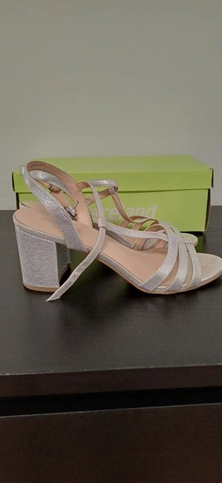Zapatos de fiesta plateados tacón usados 1 vez