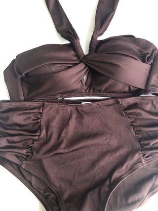 Bikini marrón frunces