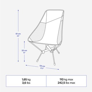 Silla baja plegable y compacta de camping Quechua MH500 L