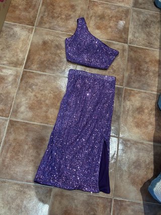 Conjunto lentejuelas morado talla S