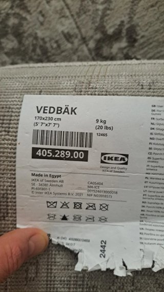 Alfombra gris VEDBÄK marca IKEA