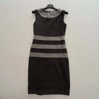 Tubino grigio MESANGE elegante con fasce scolpent