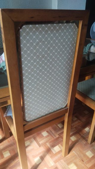 Mesa comedor cristal y madera con 6 sillas
