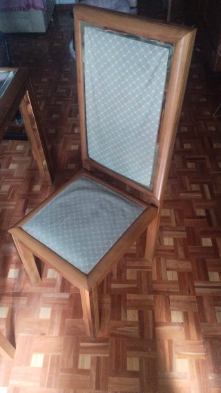 Mesa comedor cristal y madera con 6 sillas