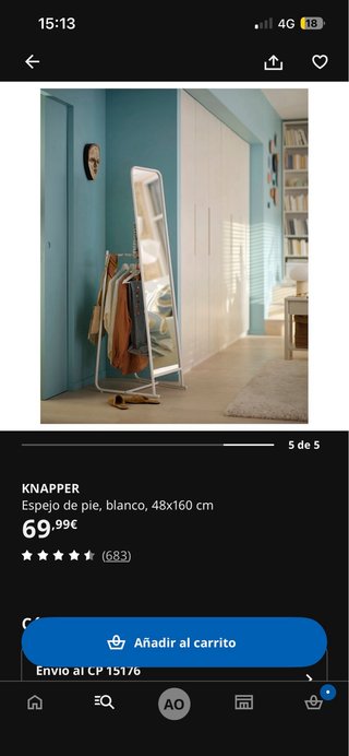 Espejo de pie Ikea blanco