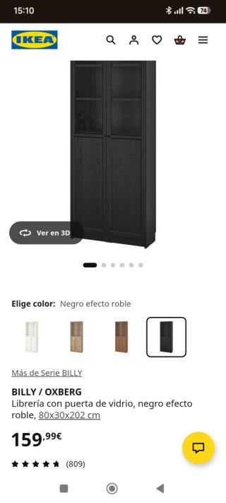 Librería Vitrina BILLY / OXBERG Negra