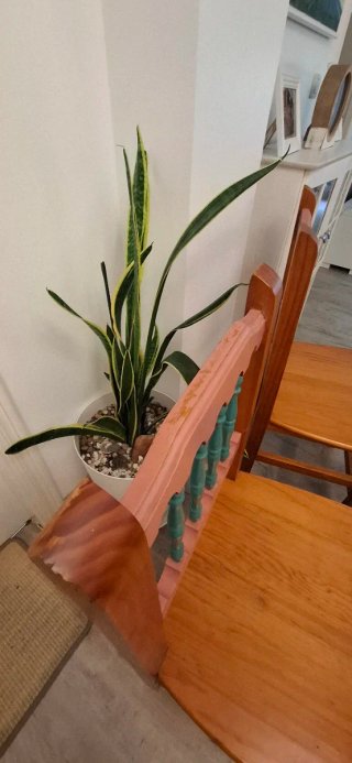 Juego de 4 sillas de comedor de madera.