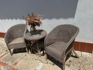 Conjunto de mimbre para exterior