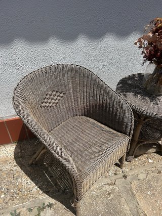 Conjunto de mimbre para exterior