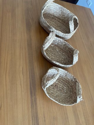 Juego de 3 cestas de mimbre trenzado