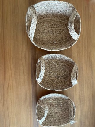 Juego de 3 cestas de mimbre trenzado