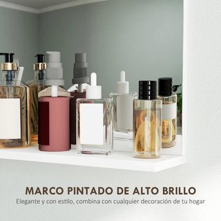 Specchio da Bagno con Mensola a Parete 50x60 Bianco