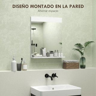 Specchio da Bagno con Mensola a Parete 50x60 Bianco
