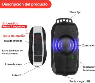 Alarma Bici Mando USB Recargable