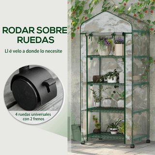 Invernadero Exterior 4 Estantes con Ruedas 165 cm