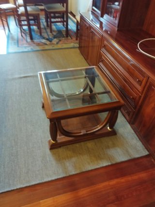 Mesa de centro madera y cristal cuadrada