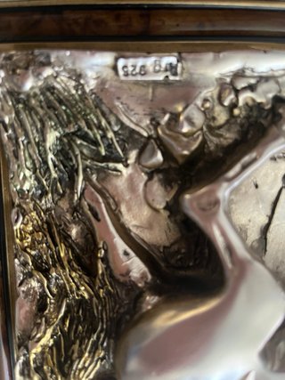 Espejo Vintage Relieve Caballos Plata 925