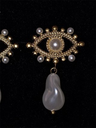 Orecchini vintage occhio perle barocche oro