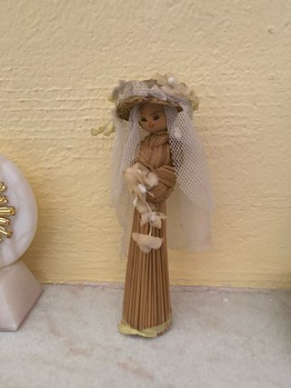Muñeca Novia Artesanal Vintage Paja/Rafia