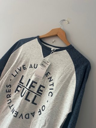 Camiseta Springfield manga larga gris y azul