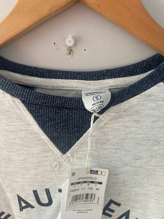 Camiseta Springfield manga larga gris y azul