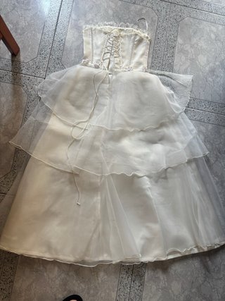 Vestido de fiesta blanco strapless O de comunión