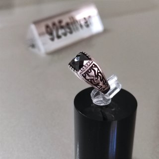 Anillo Plata 925 Hombre Piedra Negra
