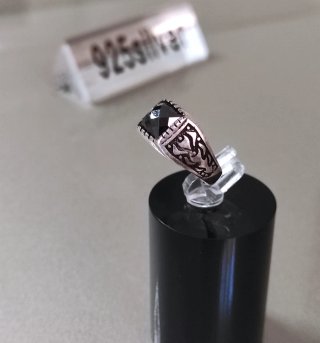 Anillo Plata 925 Hombre Piedra Negra