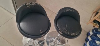 2 Taburetes Negros Cuero Sintético