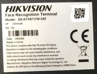 Terminal de reconocimiento/acceso facial Hikvision