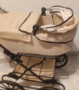 Cochecito de muñeca clásico cesta integrada bolsa