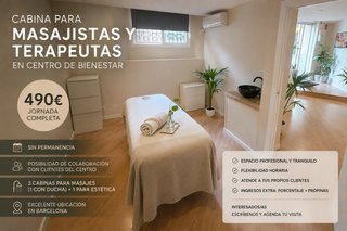 Atención Masajistas | Cabina jornada completa 490€