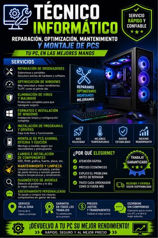 Reparacion, optimización, montaje y mantenimiento.