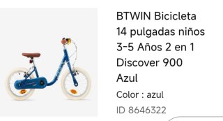 Bicicleta infantil Btwin azul