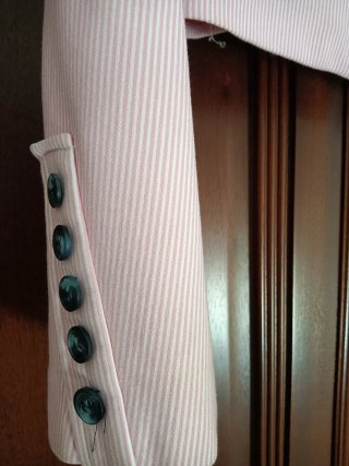 Traje de Flamenco 3 Piezas Rosa y blanco de rayas.