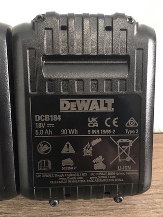 2 Baterías Originales DeWalt 18V 5Ah