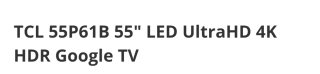 TV TCL 55 4K HDR