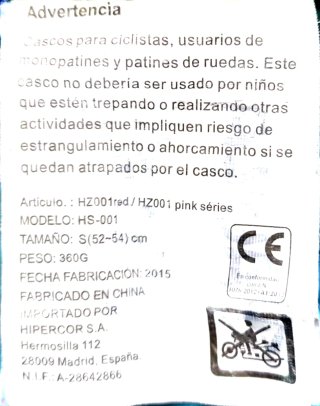 Casco Patines/Bici Taglia S (52-54cm)
