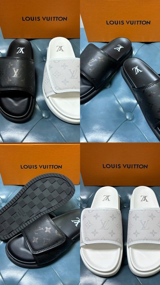 Chanclas Louis Vuitton Negras y Blancas